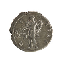 Denarius of Antoninus Pius (86–161; Roman emperor 138–161). Obverse: Emperor's head in a laurel