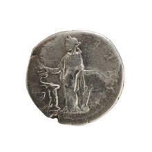 Denarius, Antoninus Pius (86–161; Roman emperor 138–161). Roman silver coin (denarius), c. 148–149.