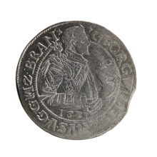 Male bust in armor, coats of arms; George William Hohenzollern (Elector of Brandenburg; Duke of