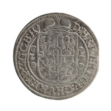 Obv. Bust facing right in a mitre, wide ruff, and armor girded with a sash. A sceptre in his right