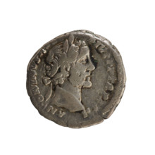 Denarius, Antoninus Pius (86–161; Roman emperor 138–161). Obverse: ANTONINVS A PIVS PP TR P XXII —