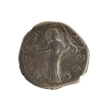 Denarius, after 141 CE. Obverse: DIVA FAVSTINA — bust of Faustina the Elder (98–141 CE; Roman