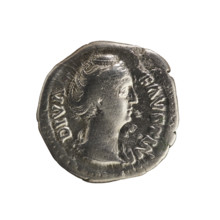 Denarius, after 141, Roman Empire (27 BC–476). Obverse: Bust of Faustina the Elder (98–141; Roman