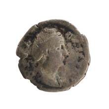 Denarius, after 141, Roman Empire (27 BC–476), Rome; weight 2.90 g. Obverse: DIVA FAVSTINA (second