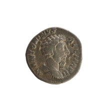 Denarius, Marcus Aurelius (121–180; Roman emperor 161–180). Obverse: Bust of Marcus Aurelius in