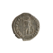 Denarius, Marcus Aurelius (121–180; Roman emperor 161–180). Obverse: Head of Marcus Aurelius with a