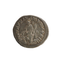 Denarius of Marcus Aurelius (121–180; Roman Emperor 161–180). Obverse: Head of Marcus Aurelius with