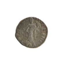 Denarius of Marcus Aurelius (121–180; Roman emperor 161–180). Obverse: Head of Marcus Aurelius with