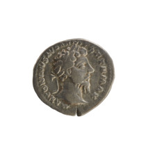Denarius, Marcus Aurelius (121–180; Roman emperor 161–180). Obverse: head of Marcus Aurelius with a