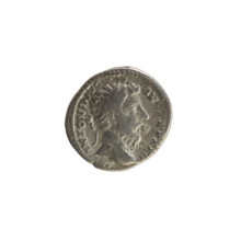 Denarius, Marcus Aurelius (121–180; Roman emperor 161–180). Obverse: Head of Marcus Aurelius with a