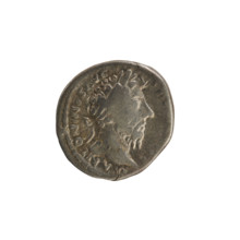 Denarius of Marcus Aurelius (121–180; Roman emperor 161–180), 169–170 CE. Obverse: laureate head of