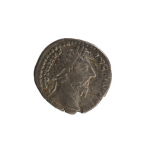 Denarius, Marcus Aurelius (121–180; Roman emperor 161–180). Obverse: Head of Marcus Aurelius with a