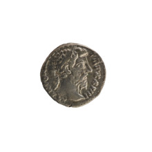 Denarius of Marcus Aurelius (121–180; Roman emperor 161–180), 169–170 CE. Obverse: Head of Marcus