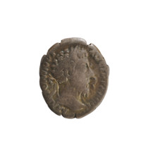 Denarius, Marcus Aurelius (121–180; Roman emperor 161–180). Obverse: Head of Marcus Aurelius with a