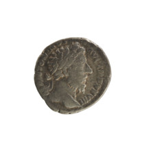 Denarius, Marcus Aurelius (121–180; Roman Emperor 161–180). Obverse: Head of Marcus Aurelius with a