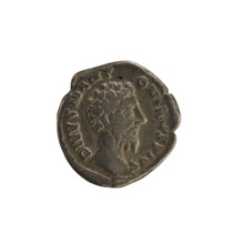 Denarius of Commodus (posthumous issue of Marcus Aurelius), Roman Empire, 180. Obverse: Head of