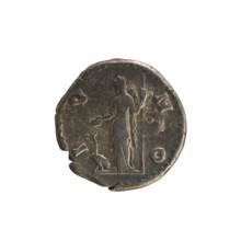 Denarius, Marcus Aurelius (121–180; Roman emperor 161–180) and Faustina the Younger (c.130–176;