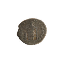 Denarius, Marcus Aurelius (121–180; Roman emperor 161–180). Obverse: Bust of Commodus (161–192;