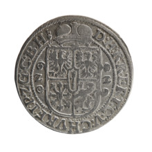 Obv. Bust facing right in a wide ruff, armor, girded with a sash. A sceptre in his right hand. In