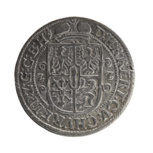 Obv. Bust facing right in a mitre, wide ruff, and armor girded with a sash. A sceptre in his right