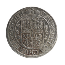 Male bust facing right in mitre and electoral mantle; sceptre in right hand, left resting on a