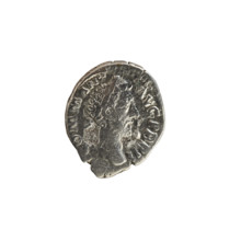 Denarius of Commodus (reign 177–192 CE). Obverse: laureate, right-facing bust of the emperor;