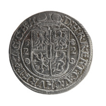 Obv. Bust facing right in a mitre, wide ruff and armor girded with a sash. A sceptre in his right