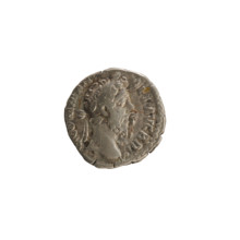Denarius of Commodus (reigned 177–192). Obverse: laureate, right-facing bust of the emperor with