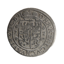Obv. Bust facing right in a mitre, wide ruff and armor girded with a sash. A sceptre in his right