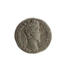 Denarius of Commodus (reigned 177–192). Obverse: Emperor's head right, wearing laurel wreath;