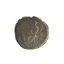 Denarius of Commodus (161–192 CE), Roman Empire, Rome. Obverse: Emperor's bust right, laurel