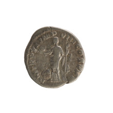 Denarius; Commodus (161–192, Roman emperor 177–192). Obverse: Emperor's head right, laurel wreath;