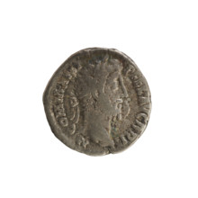 Denarius of Commodus (reigned 177–192 AD). Obverse: Laureate head of the emperor right; legend M