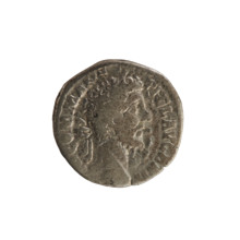 Denarius of Commodus (reigned 177–192 AD), obverse: laureate bust of the emperor right; inscription