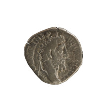 Denarius of Commodus (161–192; Roman emperor 177–192). Obverse: Emperor's bust right,