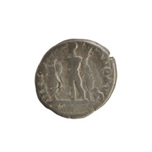 Denarius of Commodus (reigned 177–192). Obverse: Emperor's head right, wearing a laurel wreath;