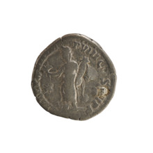 Denarius of Commodus (161–192; Roman emperor 177–192). Obverse: Laureate, right-facing bust of the