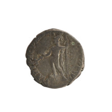Denarius of Commodus (reigned 177–192). Obverse: Emperor's head right, with laurel wreath. Reverse