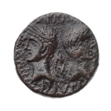 Octavian Augustus (63 BC–14 AD; Roman emperor 27 BC–14 AD). Obverse: heads of Augustus (right,