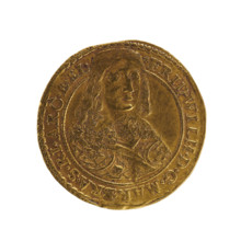 Ducat depicting male busts in armor and coats of arms; Frederick William I Hohenzollern (Great