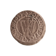 szelag (coin), Obv. Prussian eagle, on its chest a monogram composed of the letters IC; in the rim,