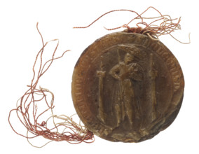 Round wax seal of Bolko II the Little (Duke of Jawor-Swidnica; 1326–1368). On-foot wax seal with