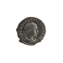 Denarius of Alexander Severus (208–235; Roman emperor 222–235). Obverse: bust of the emperor facing
