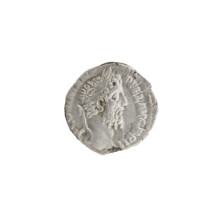 Denarius of Commodus (reigned 177–192). Obverse: Head of Commodus in a laurel wreath facing right,