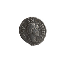 Denarius, posthumous issue after 161 CE. Obverse: head of Antoninus Pius, bare, drapery on left
