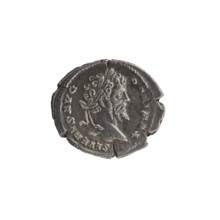 Denarius; obverse: head of Septimius Severus in a laurel wreath facing right, inscription