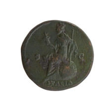 Sestertius of Antoninus Pius (86–161; Roman emperor 138–161), struck 140–144. Obverse: Head of