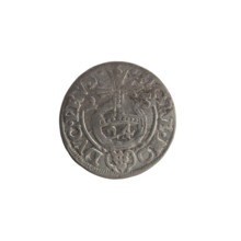 One-and-a-half (coin), Ernest Pfahler; Wislica hoard; obverse: under a ducal mitre a five-field