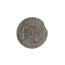 One-and-a-half (coin), Ernest Pfahler; Wislica hoard; obverse: under the ducal mitre a five-field