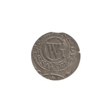 szelag by Ernest Pfahler, from the Wislica hoard (numism). Obverse: Prussian eagle with crowned